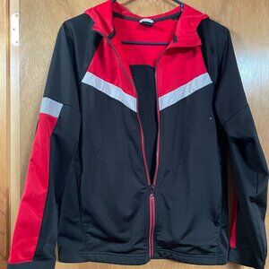 Boys Black and Red Hooded Zipup Jacket XL 14-16